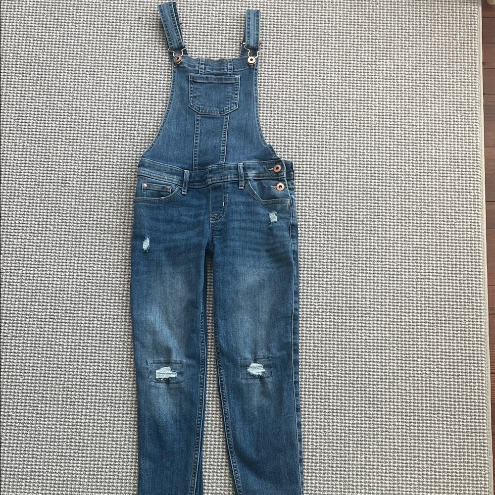 Abercrombie Kids Distressed Blue Denim Overalls - 9/10
